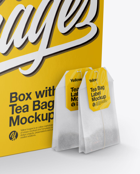 Download Box With Two Tea Bags Mockup Half Side View High Angle Shot In Box Mockups On Yellow Images Object Mockups PSD Mockup Templates