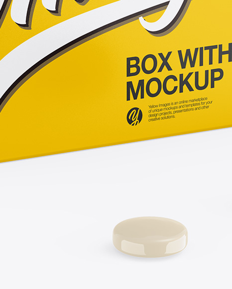 Glossy Box w/ Pills Mockup - Half Side View