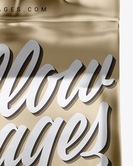 Metallic Coffee Bag With Clip Mockup - Front View - Free Download