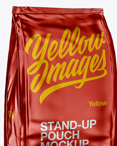 Stand Up Metallic Pouch   Half Side View PSD #2