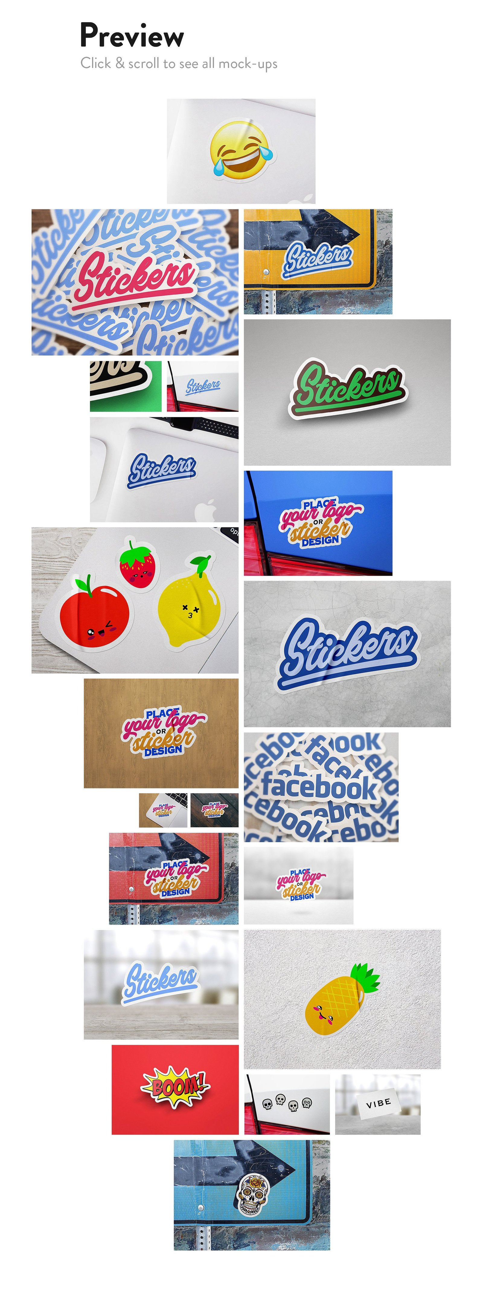 Download 8 Sticker Logo Mockup Bundle In Product Mockups On Yellow Images Creative Store PSD Mockup Templates