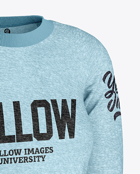 Women S Melange Sweatshirt Mockup Half Side View In Apparel Mockups On Yellow Images Object Mockups