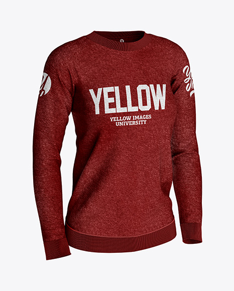 Women S Melange Sweatshirt Mockup Half Side View In Apparel Mockups On Yellow Images Object Mockups