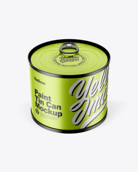 Metallic Tin Can with Transparent Cap Mockup - Front View (High Angle Shot)