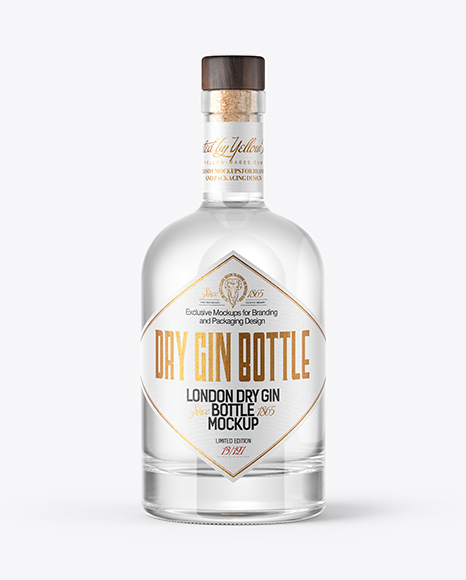 Dry Gin Bottle with Wooden Cap   Wax Mockup PSD #3