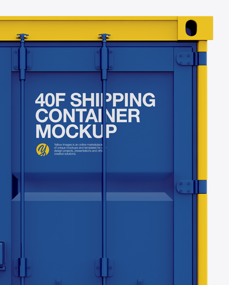 Download 40f Shipping Container Mockup Front View In Object Mockups On Yellow Images Object Mockups PSD Mockup Templates