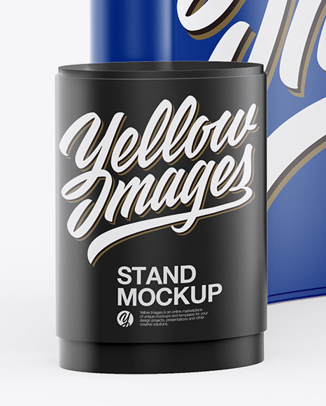 Matte Spring Pop-up Stand Mockup - Half SIde View