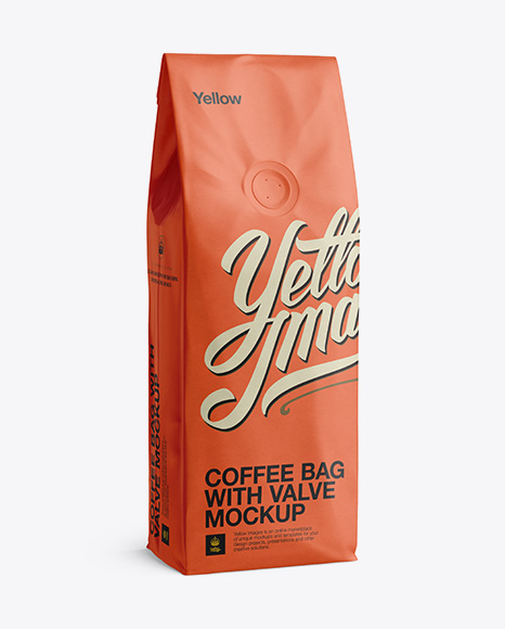 250g Coffee Bag With Valve Mockup   Half Turned View PSD #4