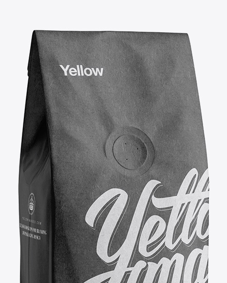 Download 250g Kraft Coffee Bag With Valve Mockup Half Turned View In Bag Sack Mockups On Yellow Images Object Mockups PSD Mockup Templates