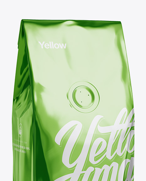 250g Foil Coffee Bag With Valve Mockup   Half Turned View PSD #6