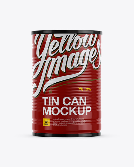 Glossy Tin Can Mockup - Eye-Level Shot