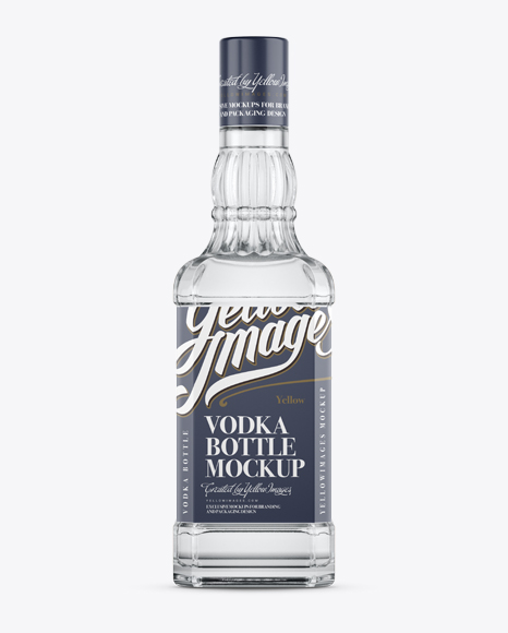 Download Clear Glass Vodka Bottle Mockup - Front View in Bottle Mockups on Yellow Images Object Mockups