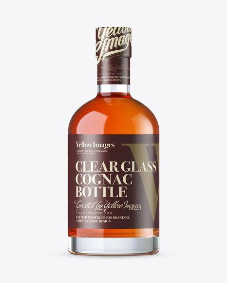 Oslo Cognac Bottle with Shrink Band Mockup - Free Download Images High