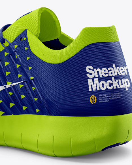 Download Sneaker Mockup Back Half Side View In Apparel Mockups On Yellow Images Object Mockups