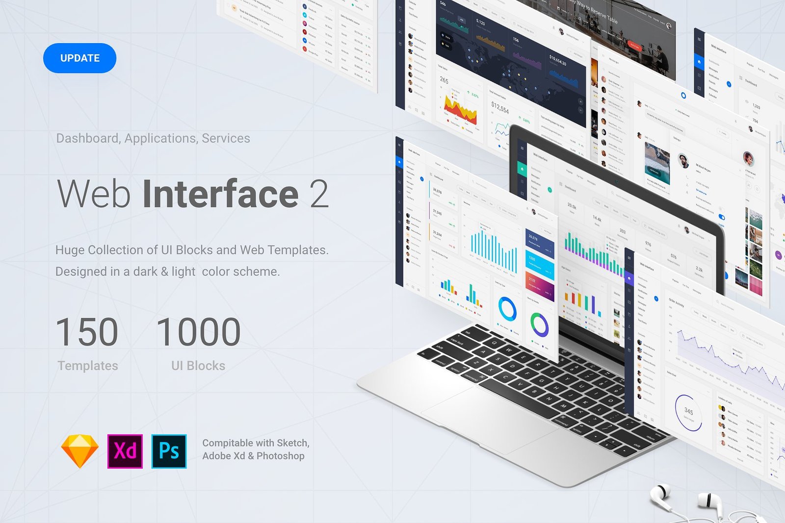 Web Interface 2 For Sketch Xd Psd In Ux Ui Kits On Yellow Images Creative Store