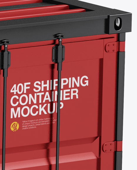 40F Shipping Container Mockup - Halfside View on Yellow Images Object