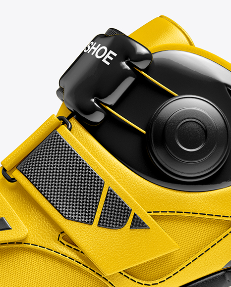 Download Cycling Shoe Mockup Side View In Apparel Mockups On Yellow Images Object Mockups PSD Mockup Templates