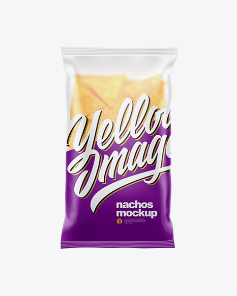 Matte Plastic Bag With Nachos Mockup In Bag Sack Mockups On Yellow Images Object Mockups