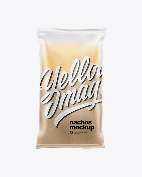 Frosted Plastic Bag With Nachos Mockup In Bag Sack Mockups On Yellow Images Object Mockups