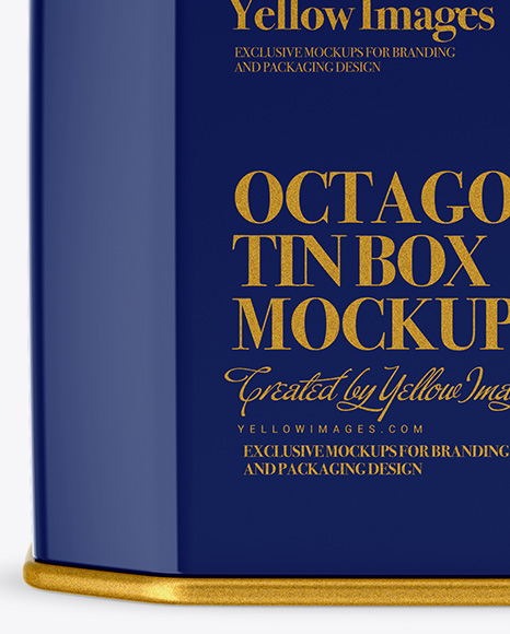 Glossy Octagonal Tin Box Mockup PSD #4