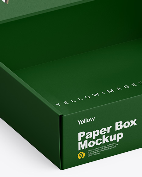 Download Matte Opened Box Mockup Half Side View In Box Mockups On Yellow Images Object Mockups