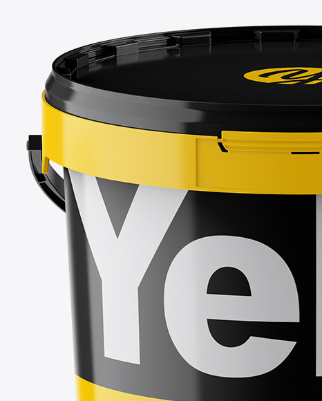 Download Glossy Paint Bucket Mockup Front View High Angle Shot In Bucket Pail Mockups On Yellow Images Object Mockups PSD Mockup Templates