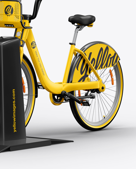 Bicycle Sharing System Mockup In Vehicle Mockups On Yellow Images Object Mockups