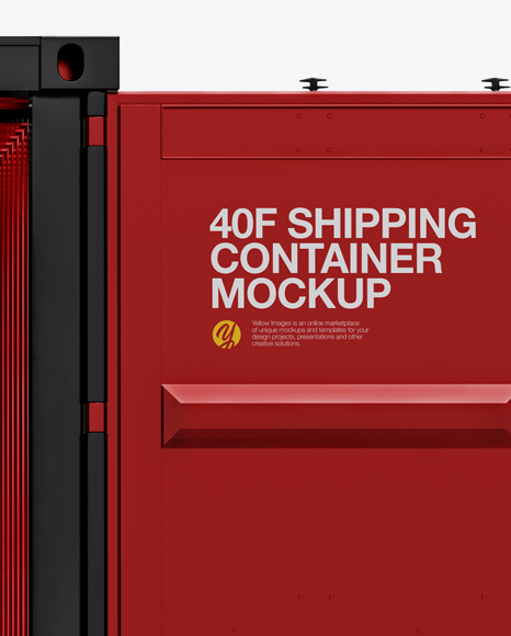 40F Shipping Container with Opened Doors Mockup - Front View - Free