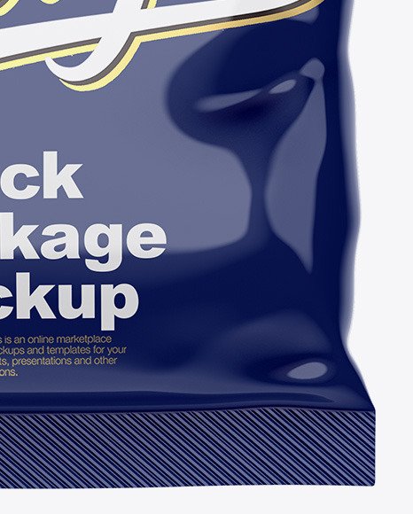 Glossy Snack Bag Mockup   Front View PSD #1
