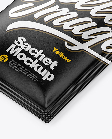 Textured Sachet Mockup Half Side View In Sachet Mockups On Yellow Images Object Mockups