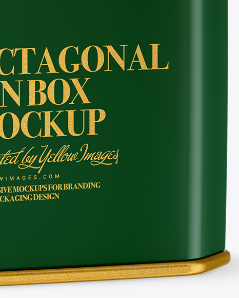 Matte Octagonal Tin Box Mockup   Half Side View PSD #1