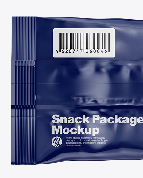 Glossy Snack Bag Mockup Back View In Bag Sack Mockups On Yellow Images Object Mockups