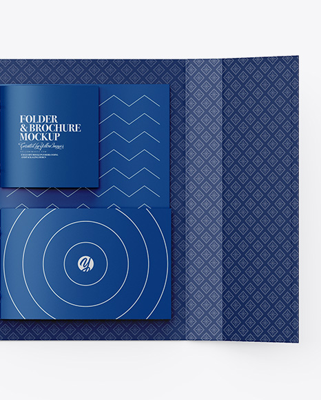 Matte Folder With Brochures Mockup - Top View