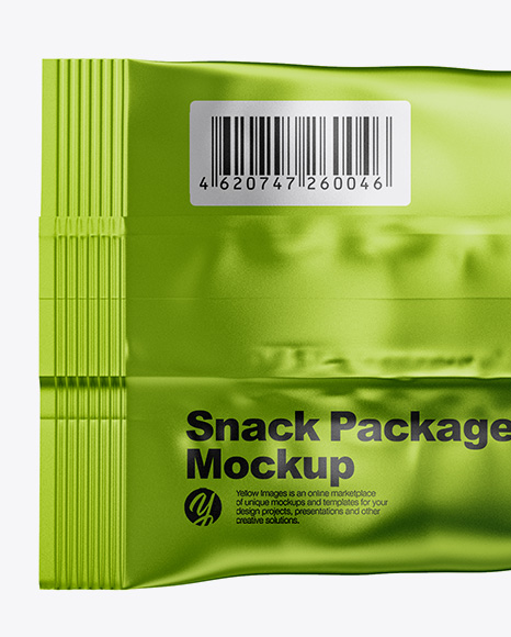 Download Metallic Snack Bag Mockup Back View In Bag Sack Mockups On Yellow Images Object Mockups