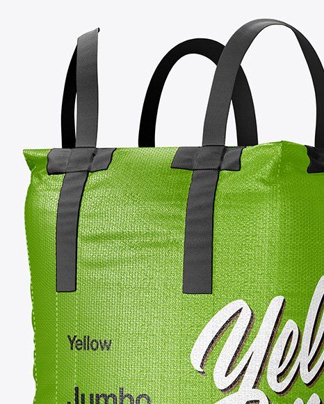 Download Jumbo Bag Mockup Half Side View In Bag Sack Mockups On Yellow Images Object Mockups PSD Mockup Templates