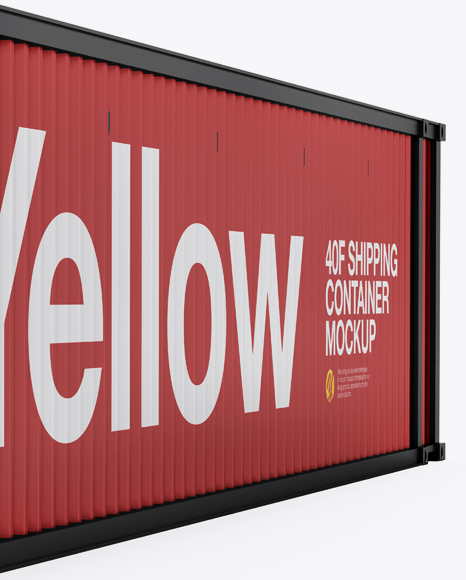 40F Shipping Container with Opened Door Mockup - Halfside View - Free