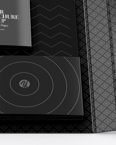 Glossy Folder With Brochures Mockup   Front View (High Angle Shot) PSD #2