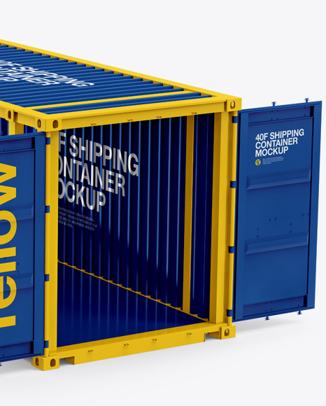 40F Shipping Container with Opened Doors Mockup - Halfside View - Free