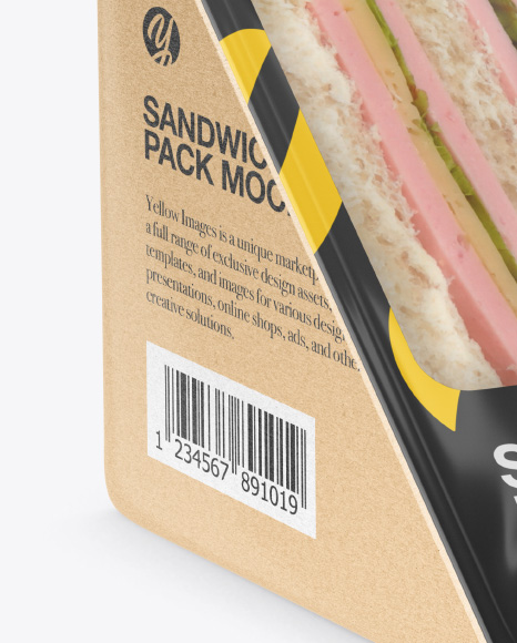 Download Kraft Sandwich Pack Mockup Half Side View In Packaging Mockups On Yellow Images Object Mockups PSD Mockup Templates