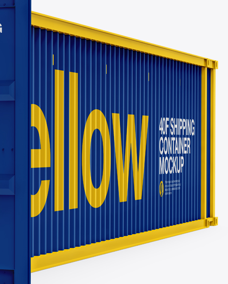 40F Shipping Container with Opened Doors Mockup - Halfside View on