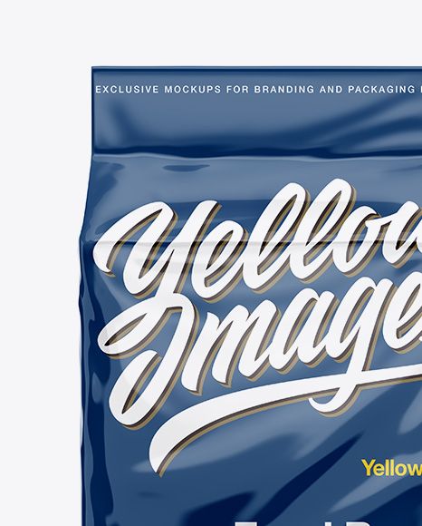 Download Glossy Stand Up Food Bag Mockup Front View In Bag Sack Mockups On Yellow Images Object Mockups PSD Mockup Templates