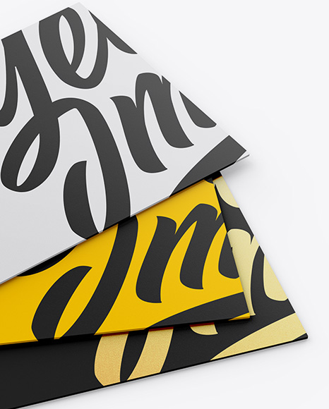 Three Business Cards Mockup Half Side View PSD #1