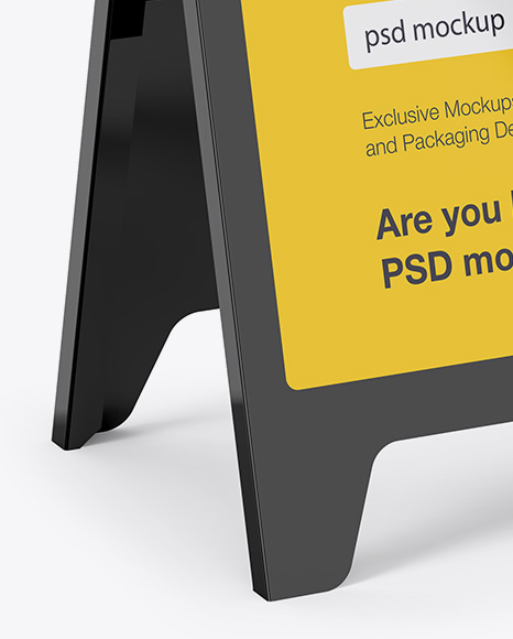 Glossy Street Stand Mockup   Half SIde View PSD #1