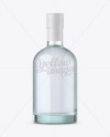 Blue Glass Oslo Plate Tequila Bottle W/ Shrink Band Mockup on Yellow