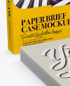 Download Square Paper Brief Case w/ Post Cards Mockup - Halfside View in Box Mockups on Yellow Images ...