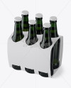 White Paper 6 Pack Green Bottle Carrier Mockup - Halfside View (High