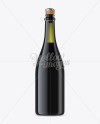 Green Glass Lambrusco Bottle W/ Red Wine Mockup on Yellow Images Object