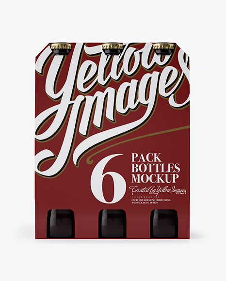 White Paper 6 Pack Amber Bottle Carrier Mockup - Front View - download