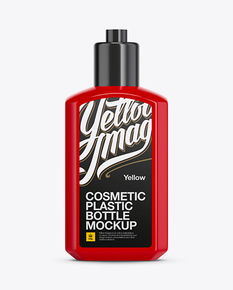 Download Glossy Plastic Cosmetic Bottle Mockup in Bottle Mockups on Yellow Images Object Mockups