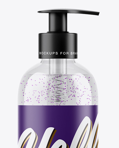 Clear Shower Gel Scrub Bottle Mockup PSD #2